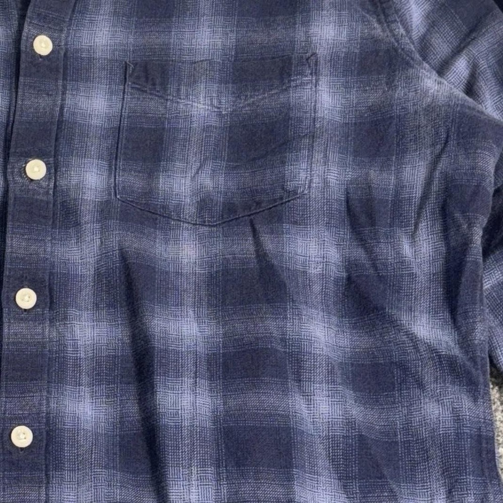T.M. Lewin Shirt Mens Medium Blue Plaid Brushed Cotton Button Down Long Sleeve - Picture 4 of 16